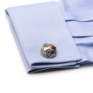 NWOT Scott Kay Men's Sparta Sterling Silver Hammered Brass Cross Cufflinks RARE